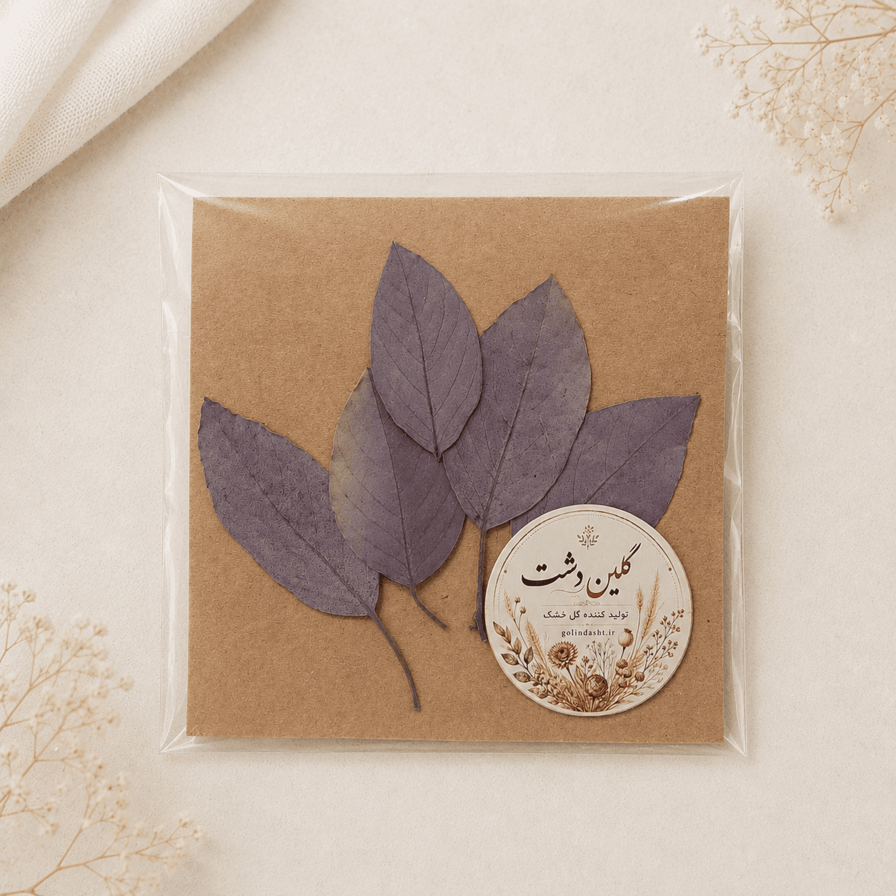 برگ ویتکس پرسی خشک طبیعی – طیف بنفش دودی و خاکستری (۵ عددی)