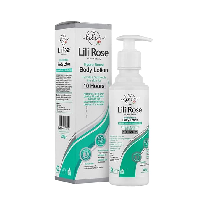 لوسیون بدن آبرسان هیدروبوست 10ساعته لی لی رز 250 گرم