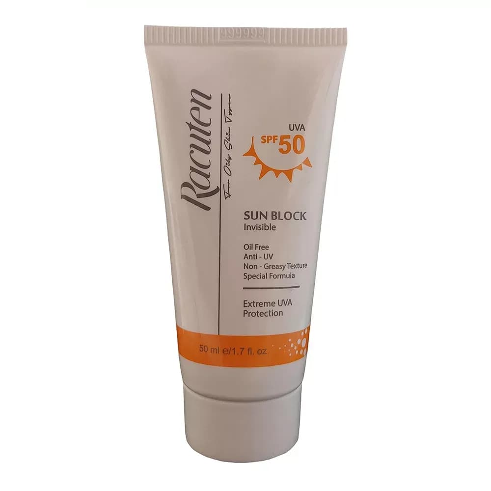 کرم ضدآفتاب بی‌رنگ راکوتن SPF50 مناسب پوست چرب حجم 50 میلی‌لیتر