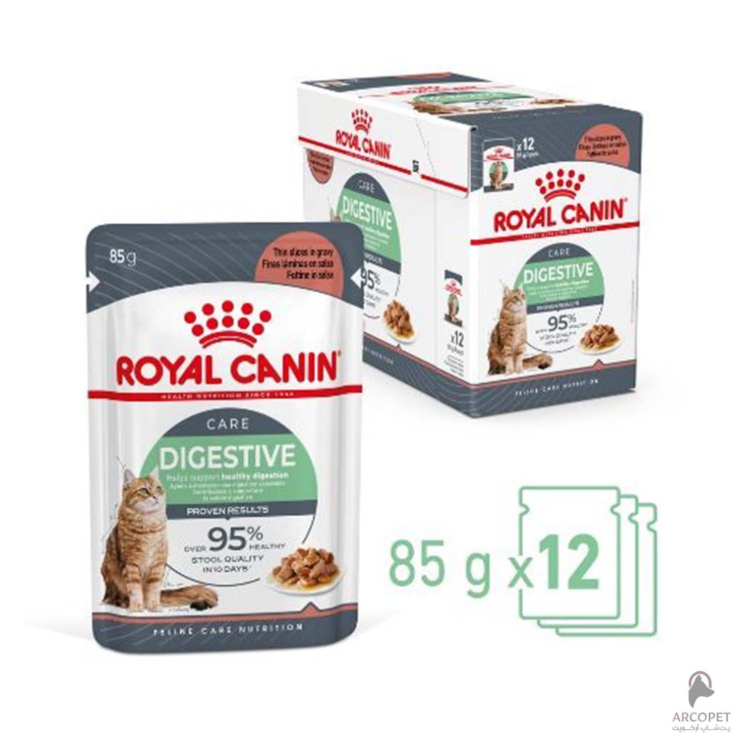 پوچ گربه رویال کنین داجستیو 85 گرمی Digestive Care بسته 12 عددی — تصویر ۲