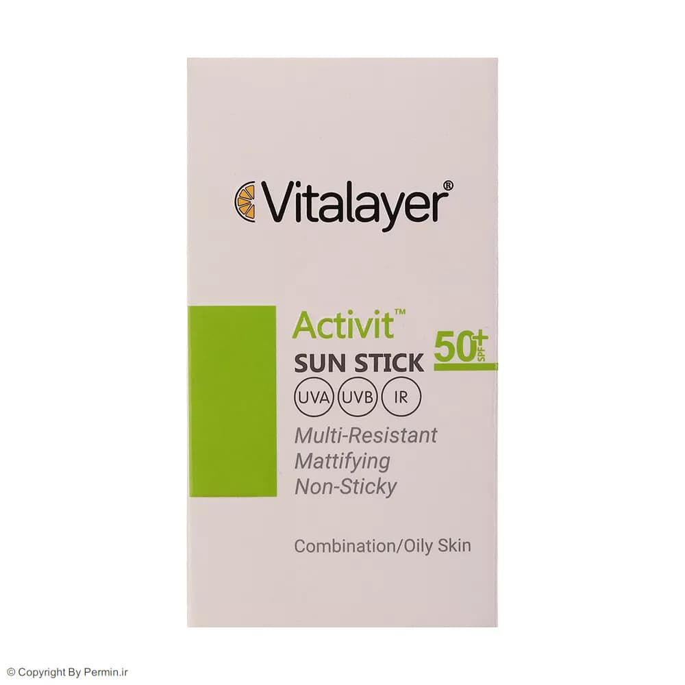 ضد آفتاب استیکی بی‌رنگ ویتالیر SPF50 مدل اکتیویت مناسب پوست چرب و مختلط وزن 15 گرم — تصویر ۲