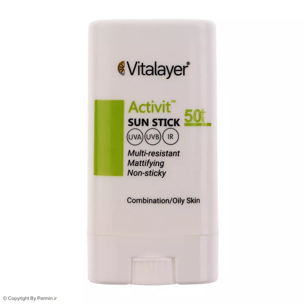 ضد آفتاب استیکی بی‌رنگ ویتالیر SPF50 مدل اکتیویت مناسب پوست چرب و مختلط وزن 15 گرم — تصویر ۳