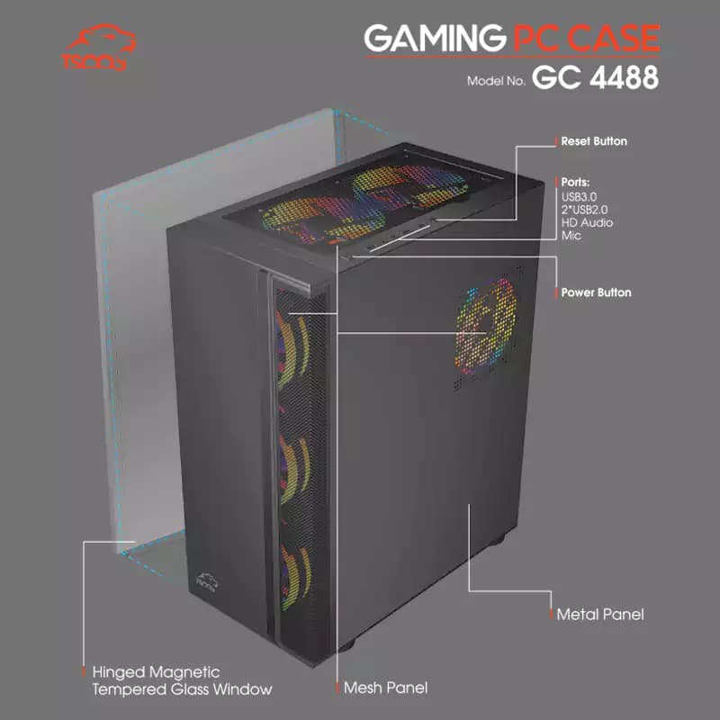 کیس کامپیوتر مخصوص بازی تسکو مدل GC 4488 — تصویر ۸
