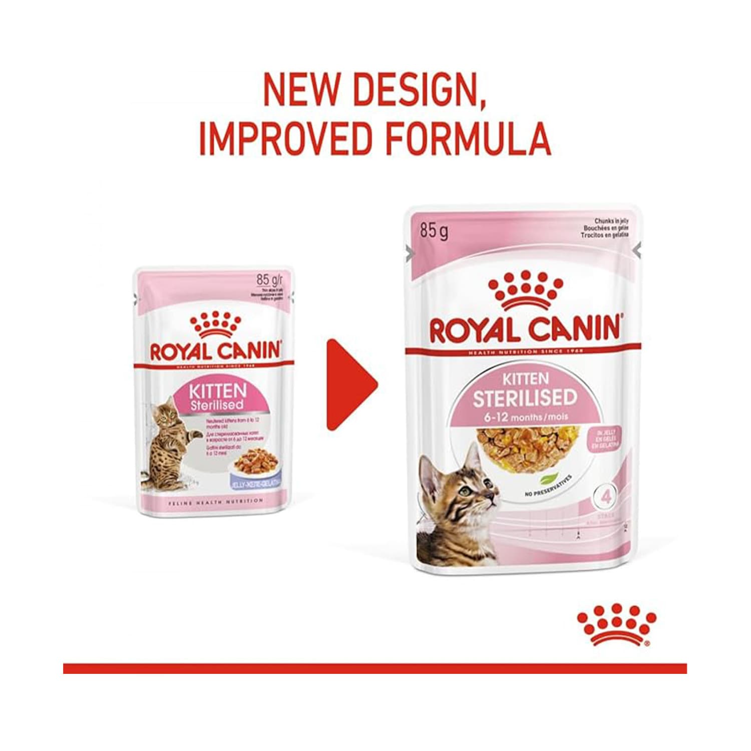 پوچ بچه گربه رویال کنین عقیم شده کیتن 85 گرمی Kitten Sterilised بسته 12 عددی — تصویر ۸