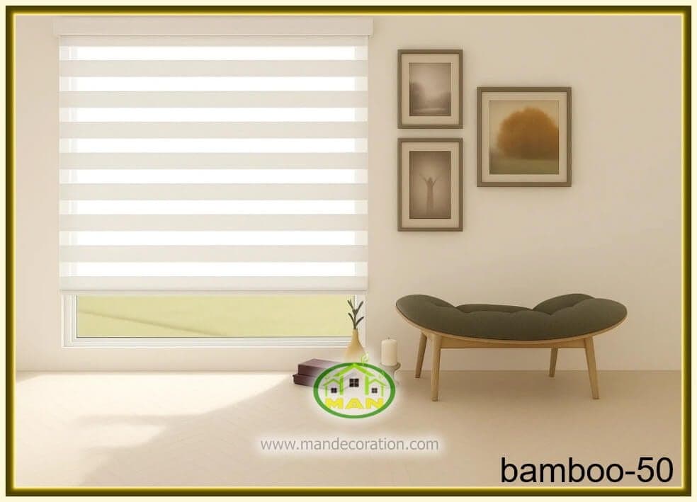 پرده زبرا آشپزخانه سفید کد:bamboo 50
