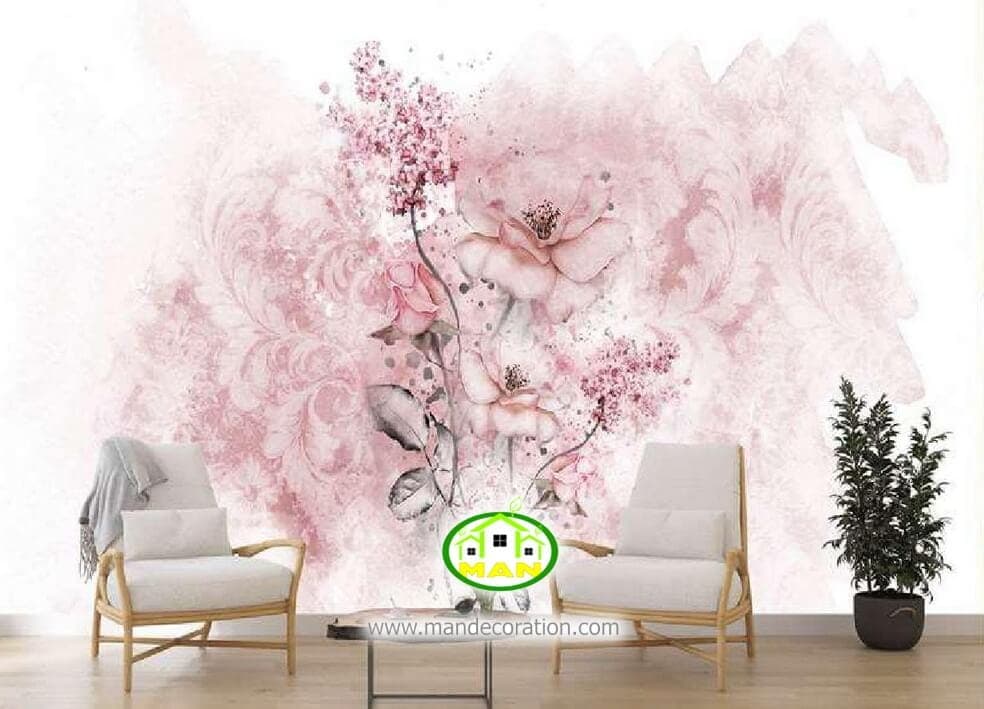 پوستر دیواری گلدار سه بعدی سرخابی کد:715