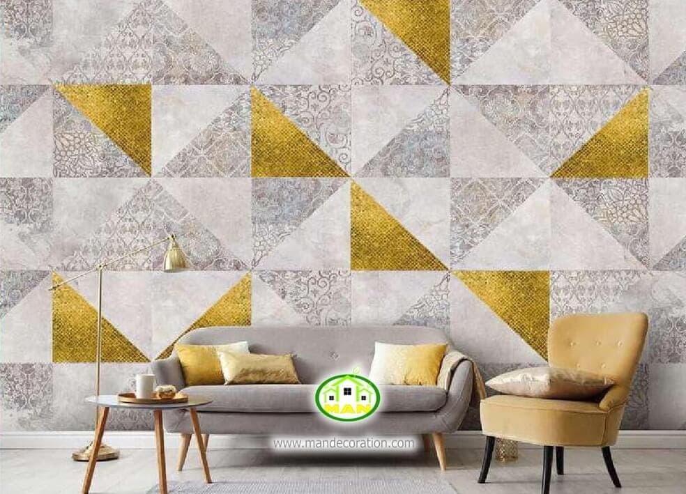 پوستر دیواری سه بعدی زرد طوسی