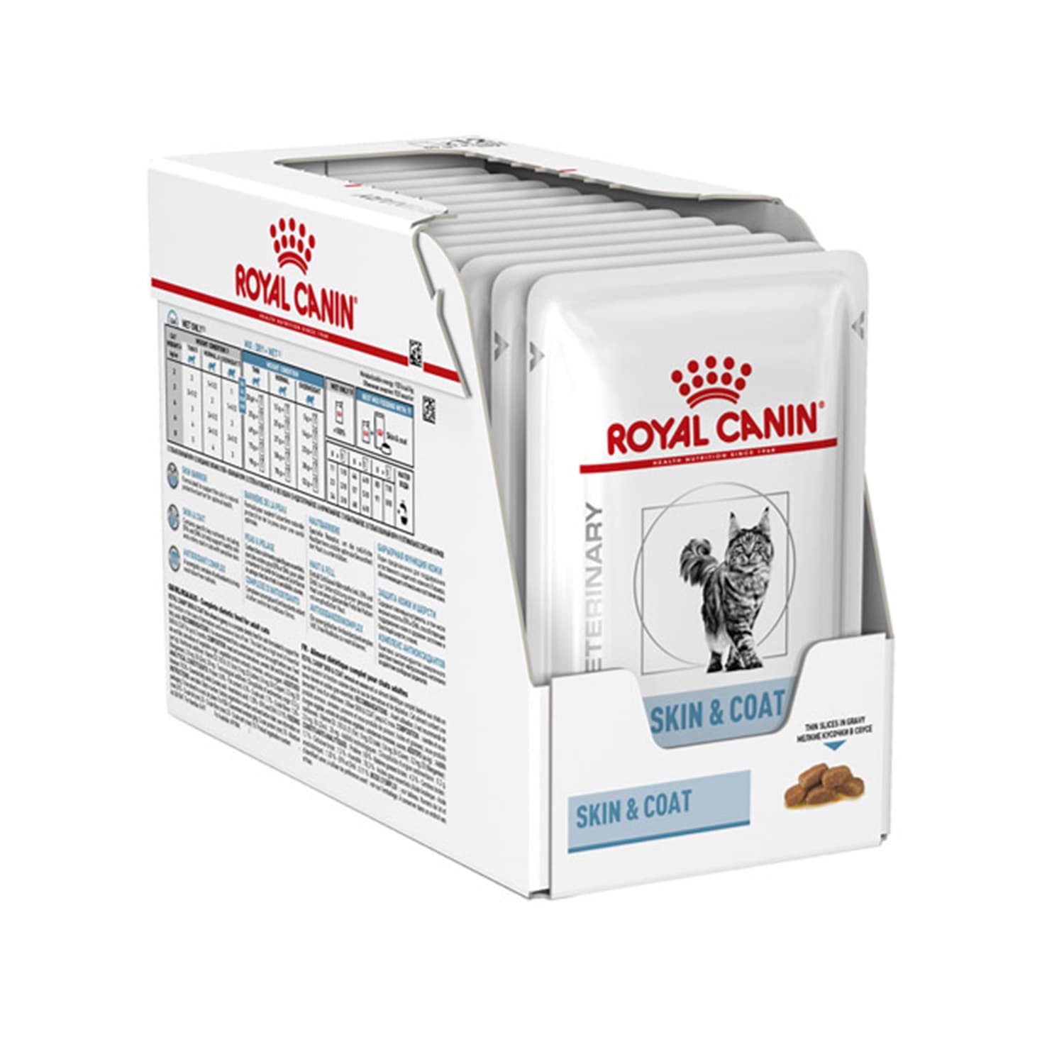 پوچ گربه اسکین اند کت رویال کنین Skin & Coat وزن 85 گرمی بسته 12 عددی