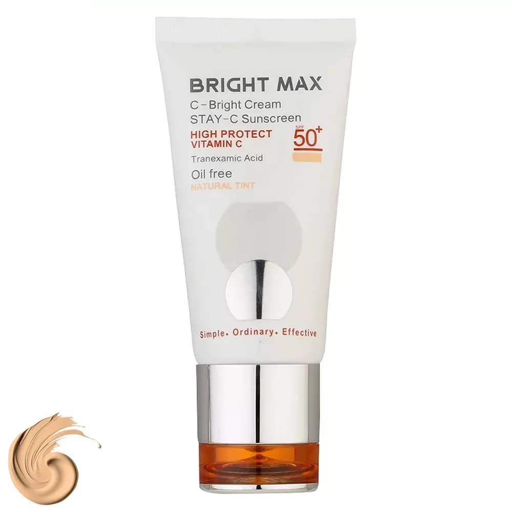 کرم ضد آفتاب رنگی برایت مکس دارای SPF50 حاوی ویتامین C حجم 50 میلیلیتر