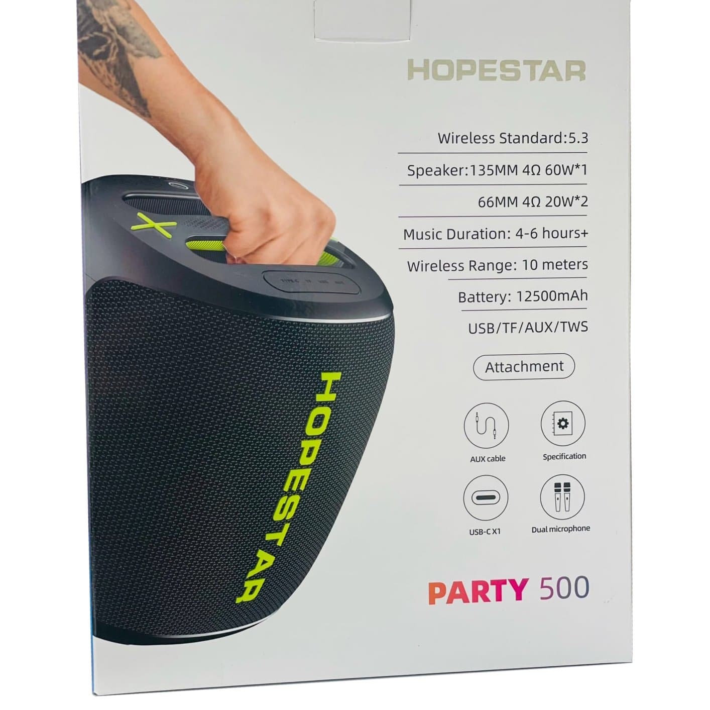 اسپیکر هوپ استار Party 500W سفید بلوتوثی 100 وات — تصویر ۶