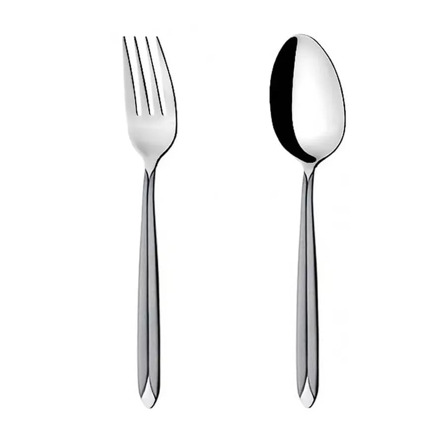 سرویس قاشق چنگال 128 پارچه پالرمو استیل مات و براق (سندبلاست) ناب استیل — تصویر ۳