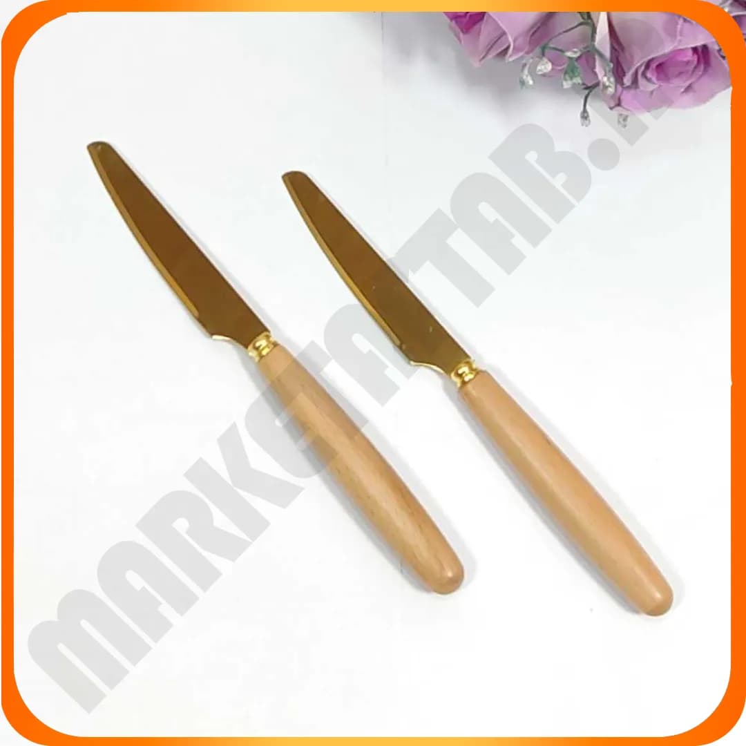 کارد میوه خوری طلایی 15-47 دسته چوبی