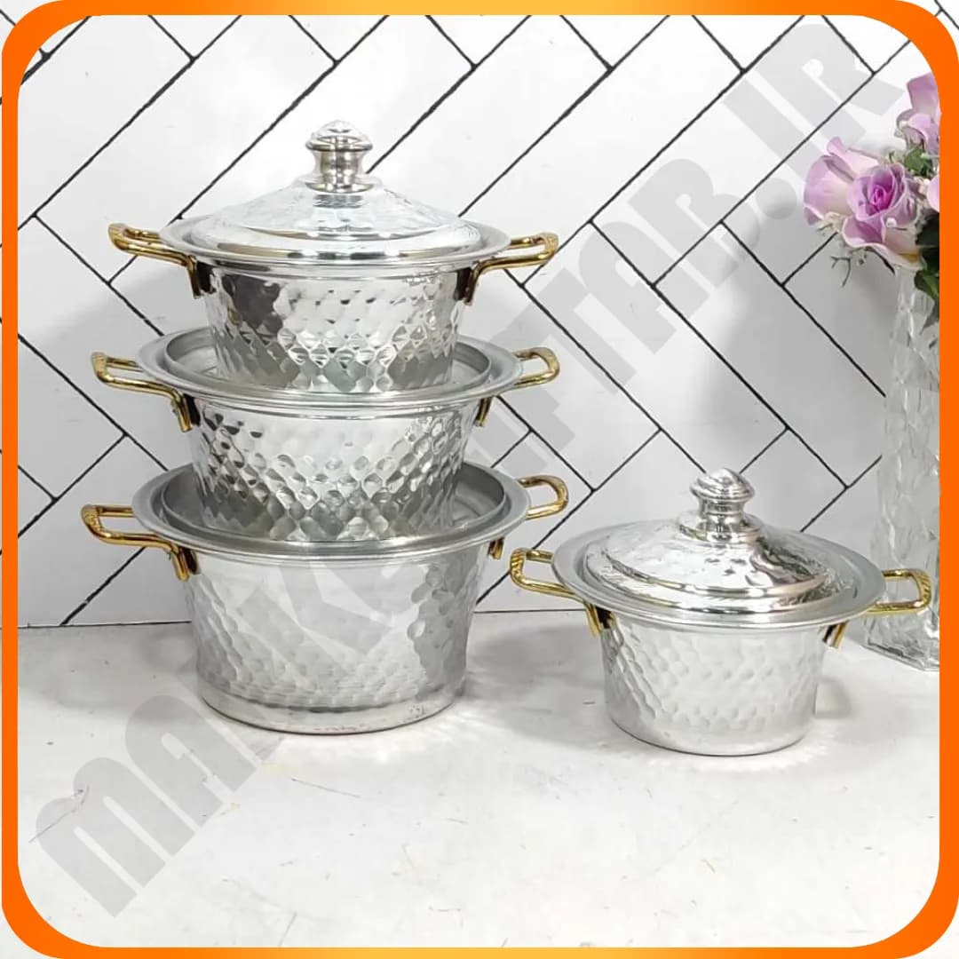 قابلمه 4 رقم دسته دار بچه دسته طلایی چکشی روهی — تصویر ۲
