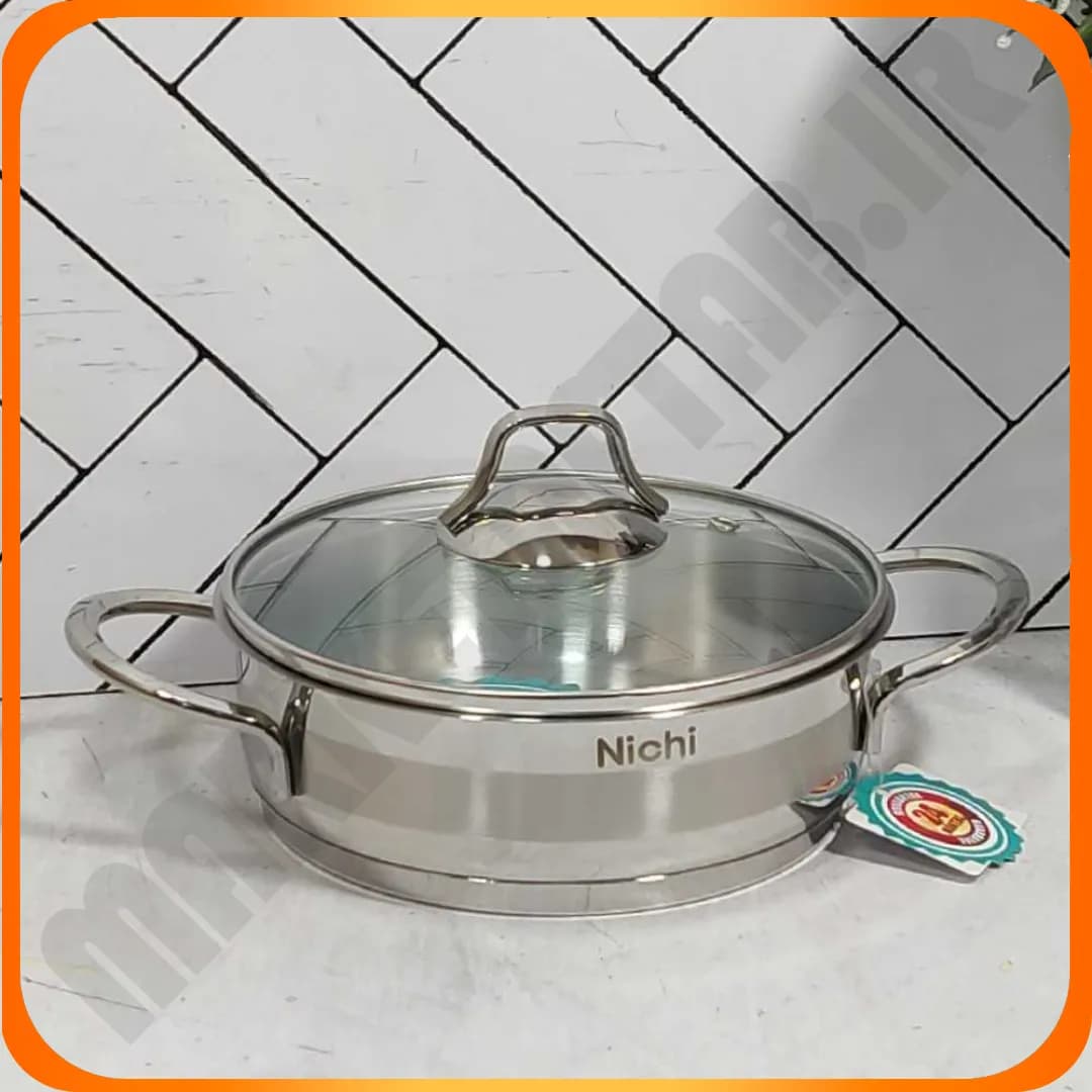 تابه دو دسته سایز 18 درب پیرکس NP-18 نیچی