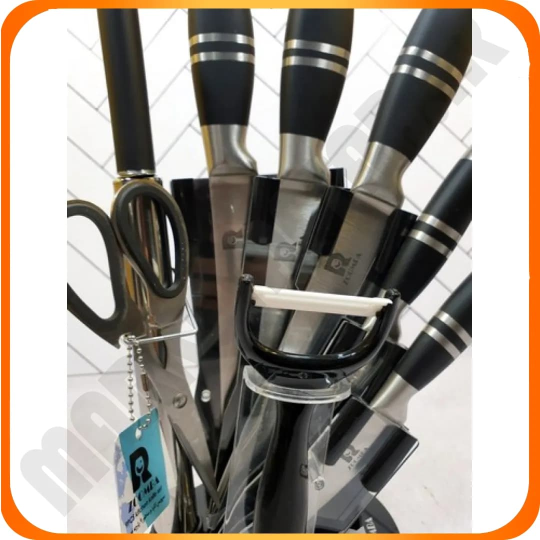 سرویس 9 پارچه کارد و ساطور دسته مشکی ZB-091 زومبا — تصویر ۴