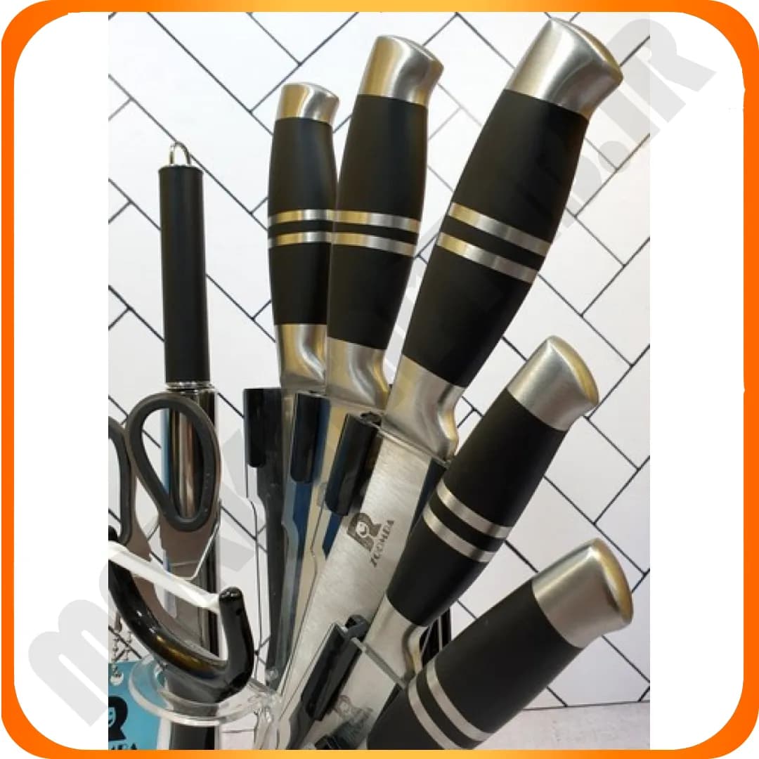 سرویس 9 پارچه کارد و ساطور دسته مشکی ZB-091 زومبا — تصویر ۵