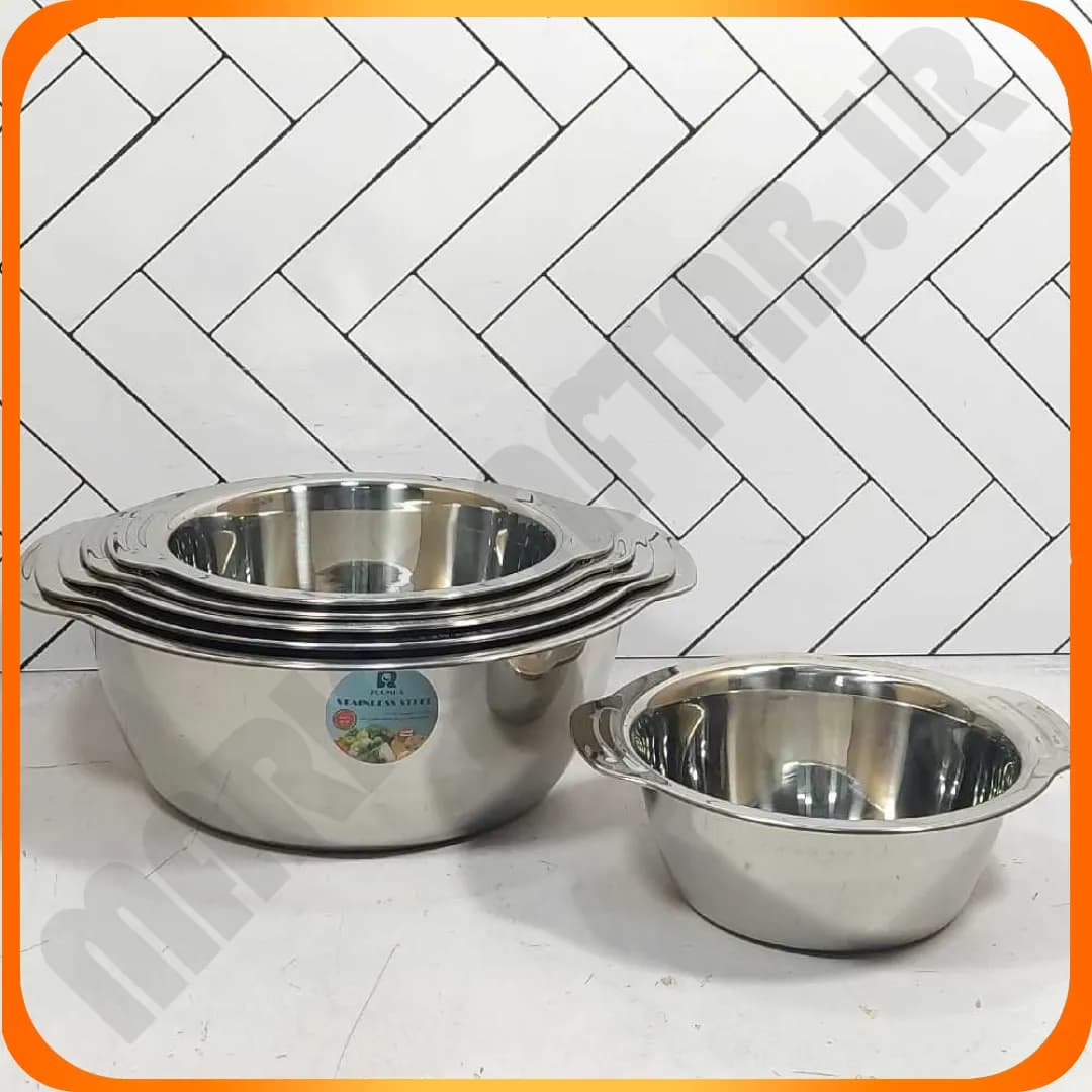 سرویس لگن 6 پارچه دسته دار استیل ZB-1506 با جعبه زومبا