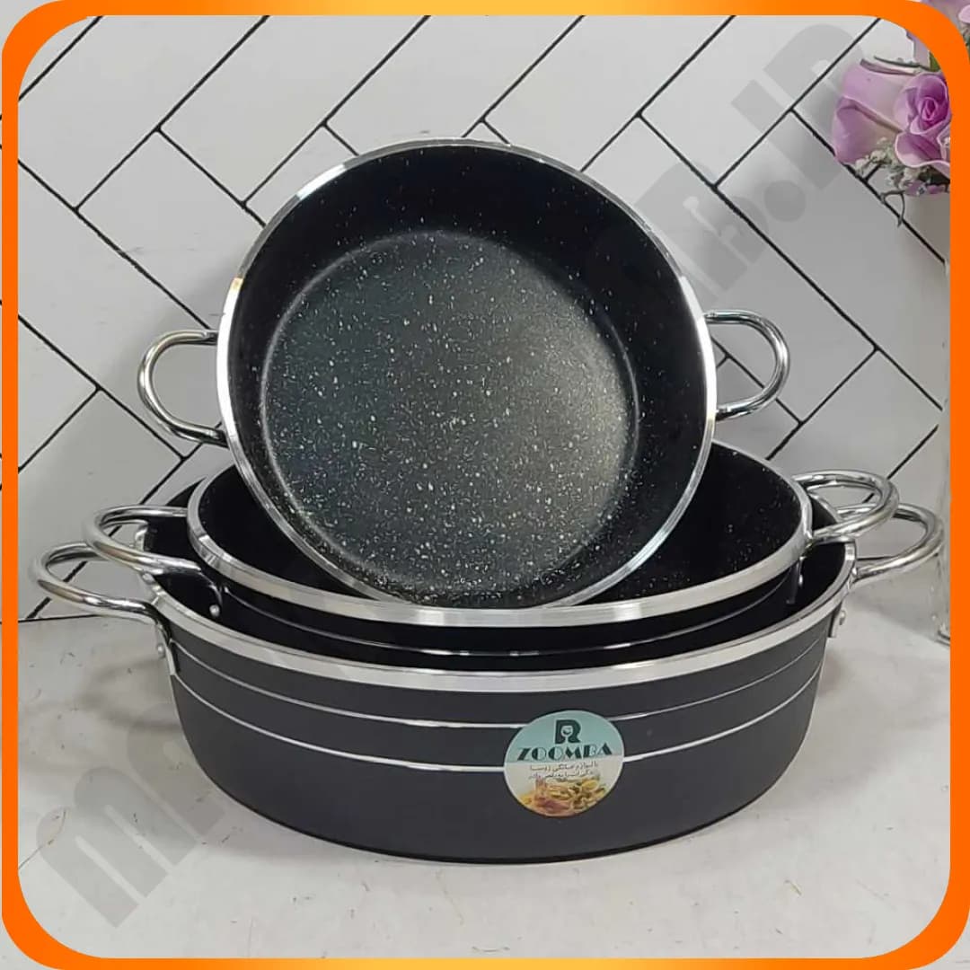 سرویس 3 تابه دو دسته فلزی ساده زومبا