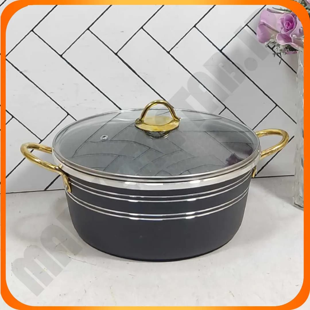 قابلمه مشکی تک سایز 24 دو دسته پلاستیکی مشکی زومبا