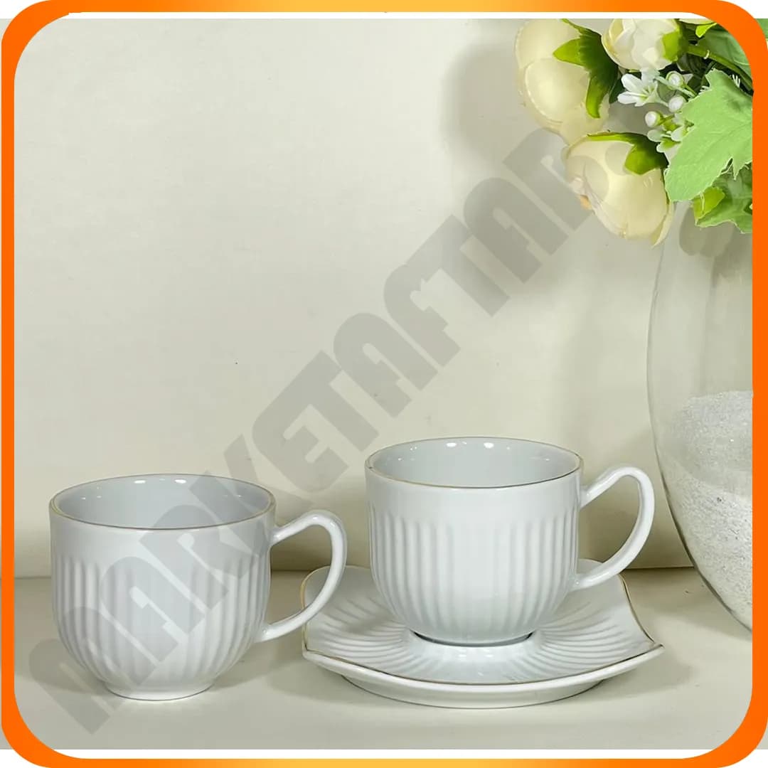 سرویس 12 پارچ چای خوری لارن یک خط طلا 416 لمون