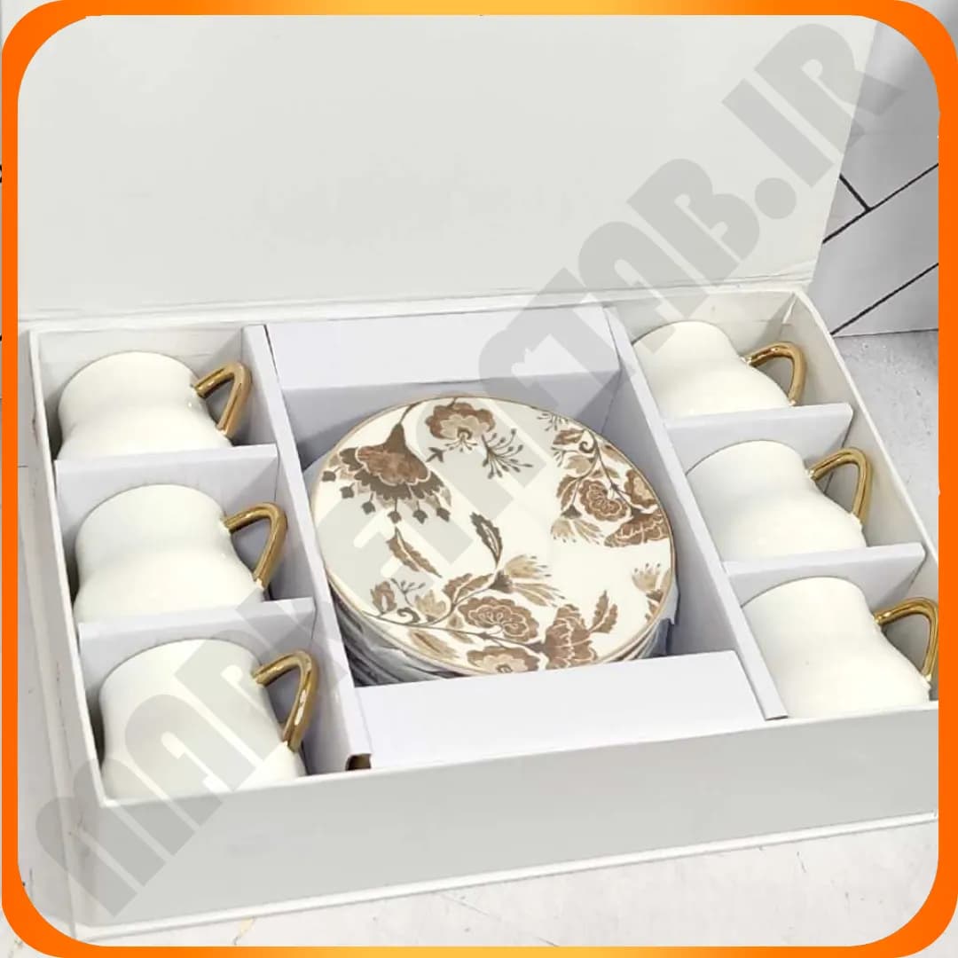 کپ قهوه خوری طرح ترک 1393 قهوه ای گلدار