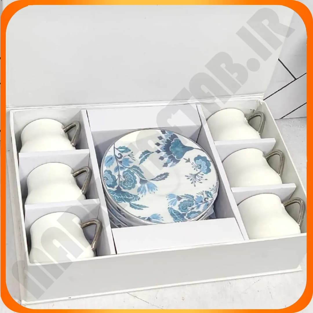 کپ قهوه خوری طرح ترک 1392 آبی گلدار