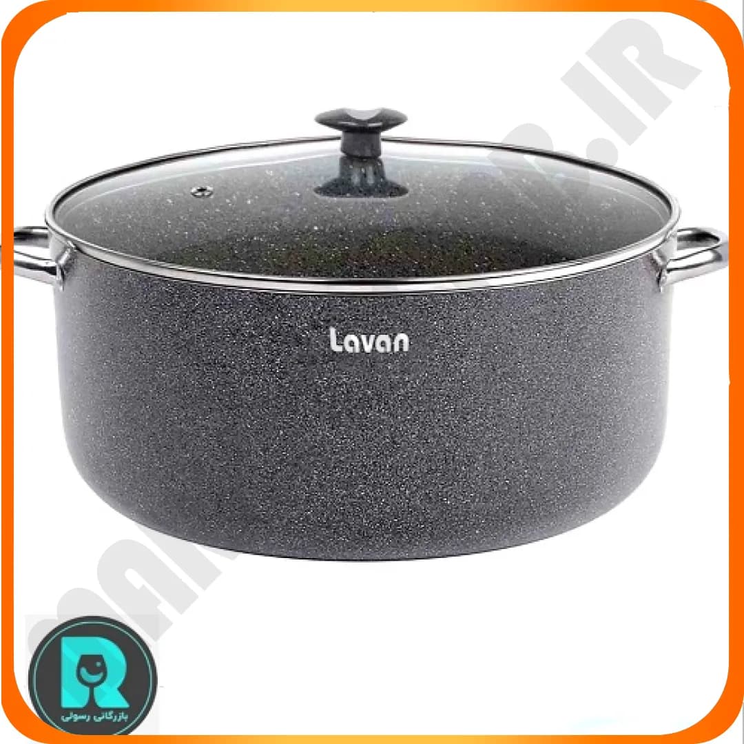 قابلمه سایز 32 تیتان طوسی بی لبه درب شیشه ای لاوان