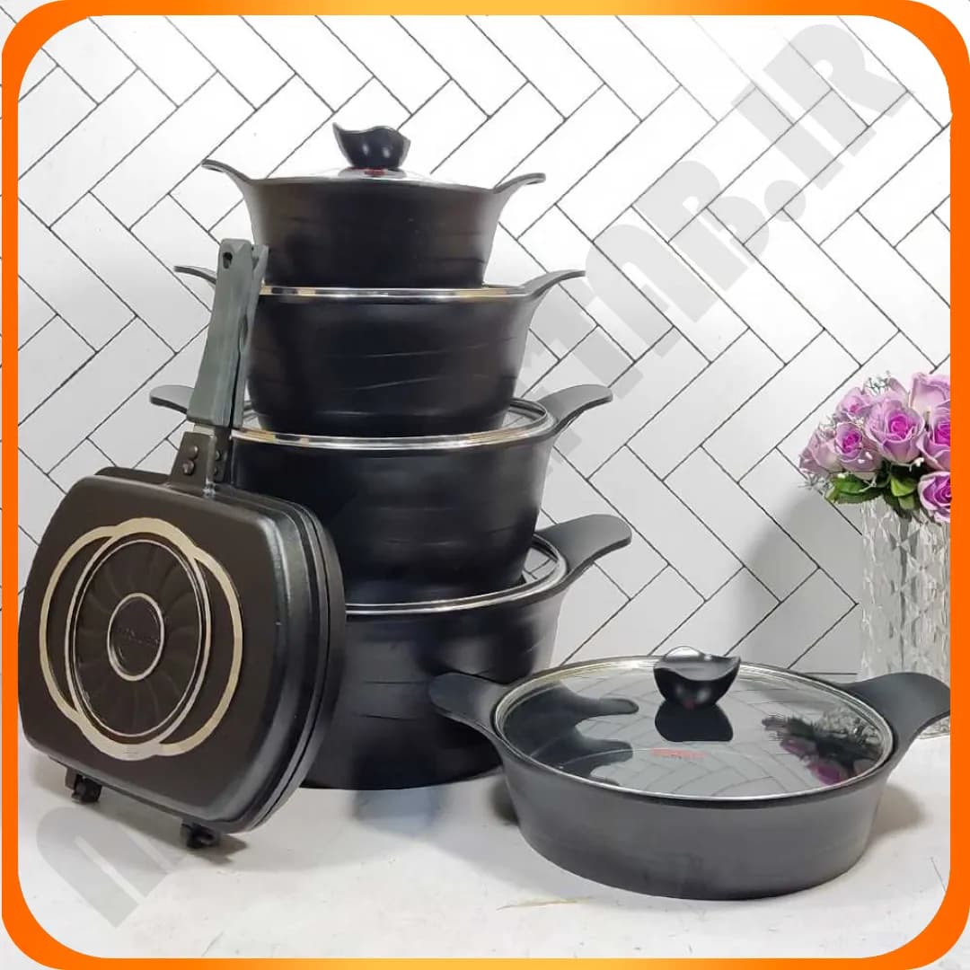 سرویس قابلمه دایکاست سویل 2+12 پارچه مشکی40404016متالیک سام ست