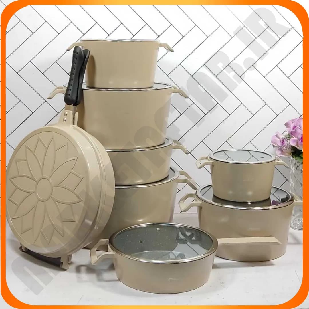 سرویس قابلمه 16 پارچ چدن نسکافه ای آکا
