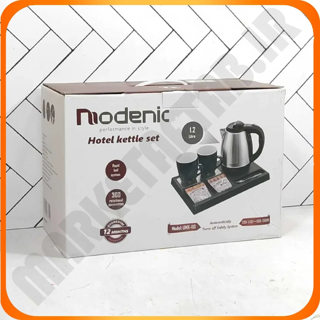 ست کتری UMX-113 برقی 1.2 لیتر تشریفاتی همراه با فنجان MODENIC — تصویر ۲