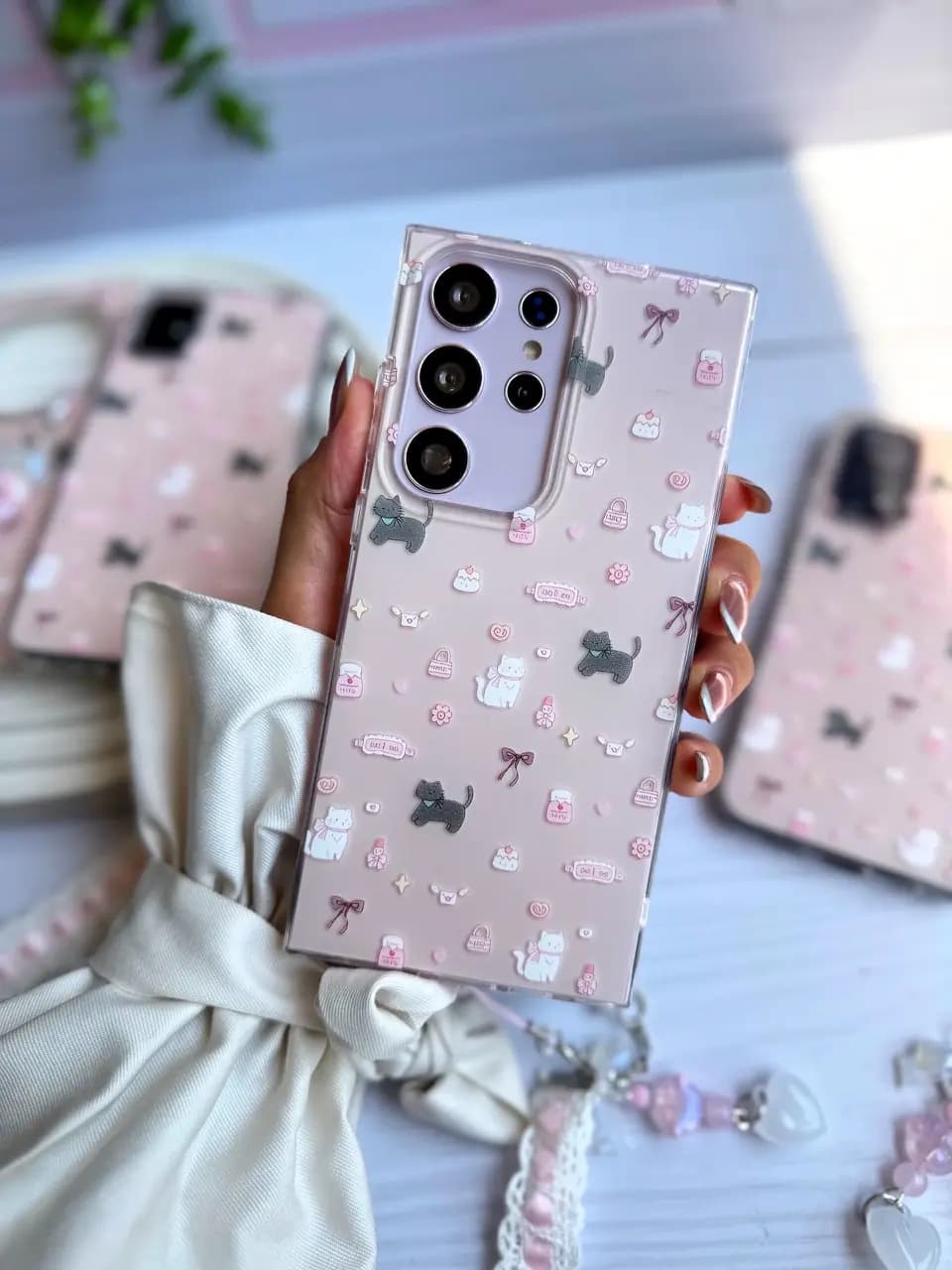 قاب Cat & Candy اندرویدی با آویز (کدC2047) — تصویر ۲