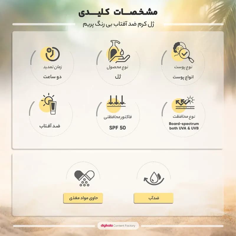 ژل ضدآفتاب بی‌رنگ پرایم SPF50 مدل C-Prime مناسب برای انواع پوست، حجم 40 میلی‌لیتر — تصویر ۵