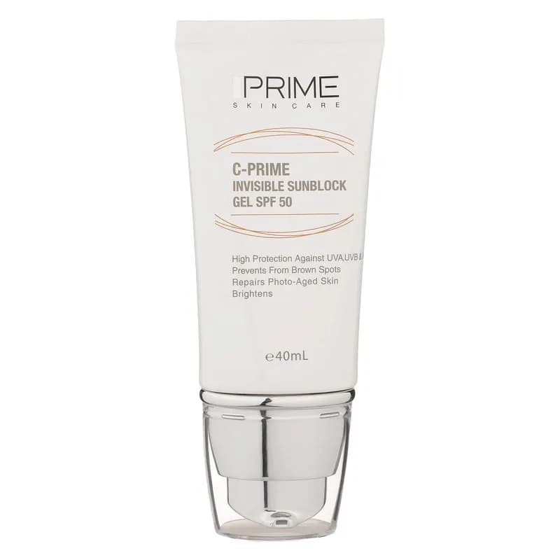 ژل ضدآفتاب بی‌رنگ پرایم SPF50 مدل C-Prime مناسب برای انواع پوست، حجم 40 میلی‌لیتر