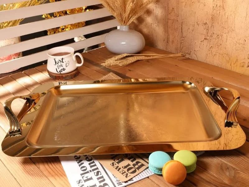 سینی استیل سایزبزرگ تمام طلایی آرتیستون کد114799 — تصویر ۲