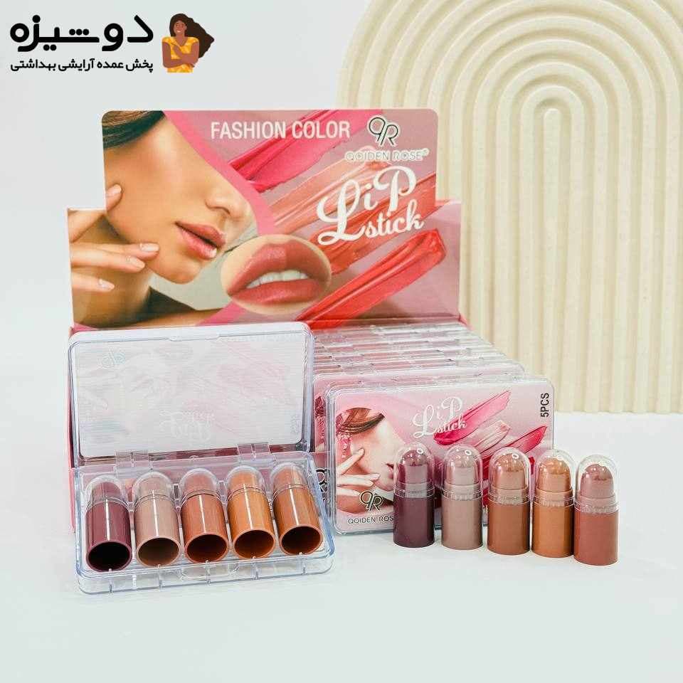 پک رژ لب 5 عددی 5411 جامد QOIDEN ROSE