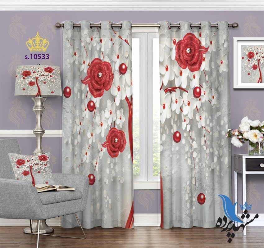 پرده پانچ طرح گل S10533