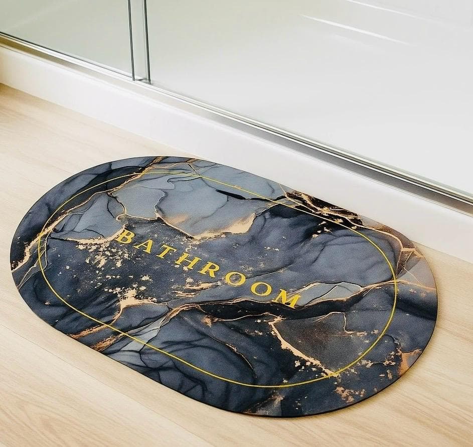پادری طرح ماربل Bathroom طوسی‌مشکی طلایی سایز 60×40