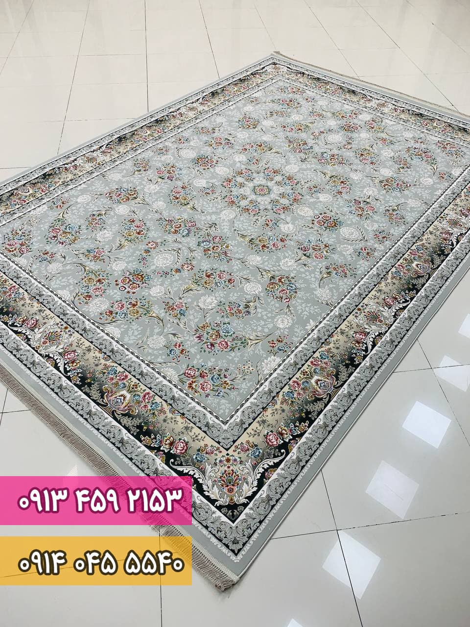 فرش طرح ترلان زمینه سیلور