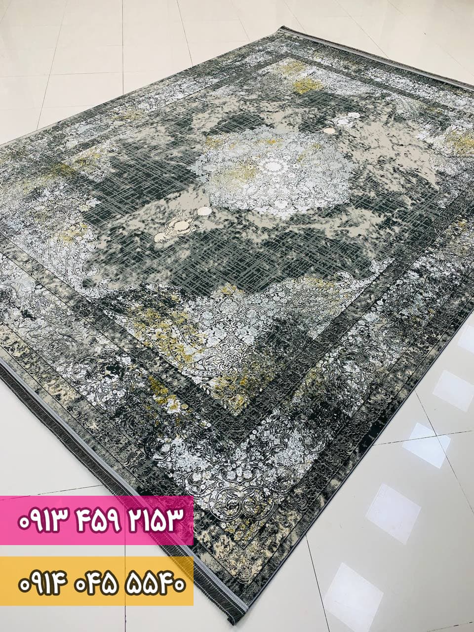 فرش طرح نسترن زمینه دودی