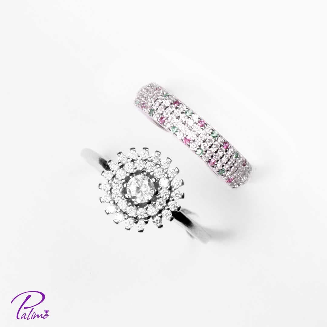 حلقه پشت حلقه نقره رنگی کد R2097 با روکش طلای سفید