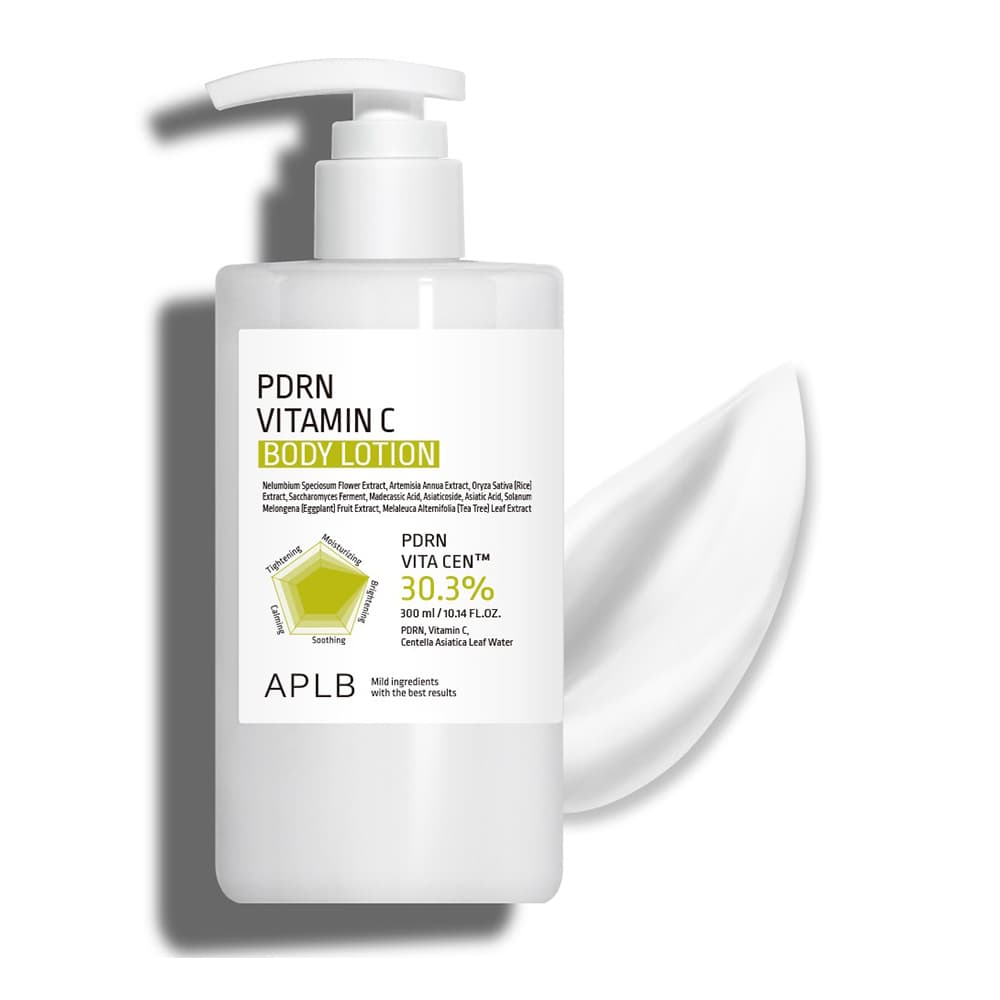 لوسیون بدن PDRN و ویتامین سی APLB ترمیم کننده و روشن کننده پوست APLB PDRN Vitamin C Body Lotion مناسب برای پوست‌ های خشک حجم 300 میلی لیتر