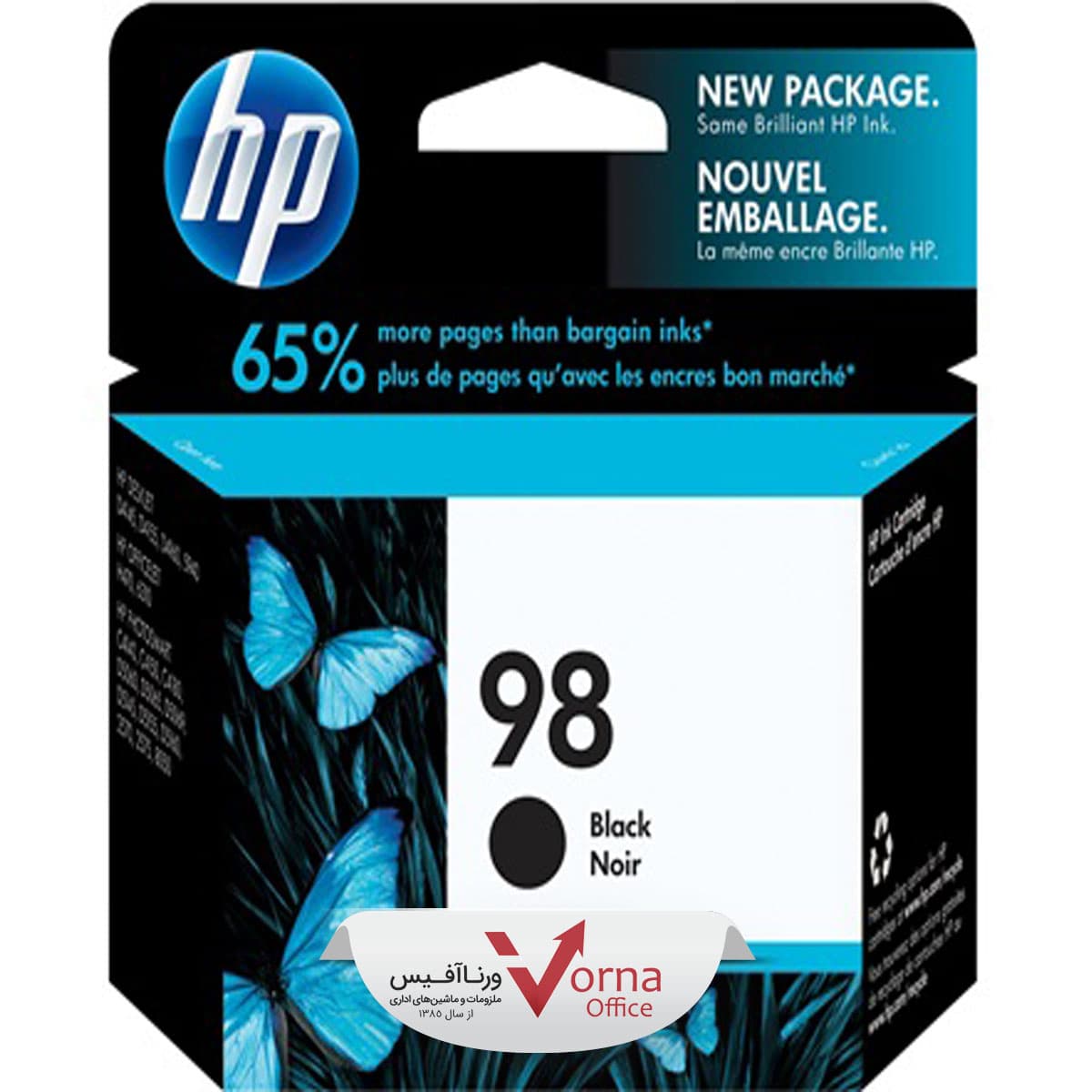 کارتریج جوهر افشان اصل HP رنگ مشکی کد 98