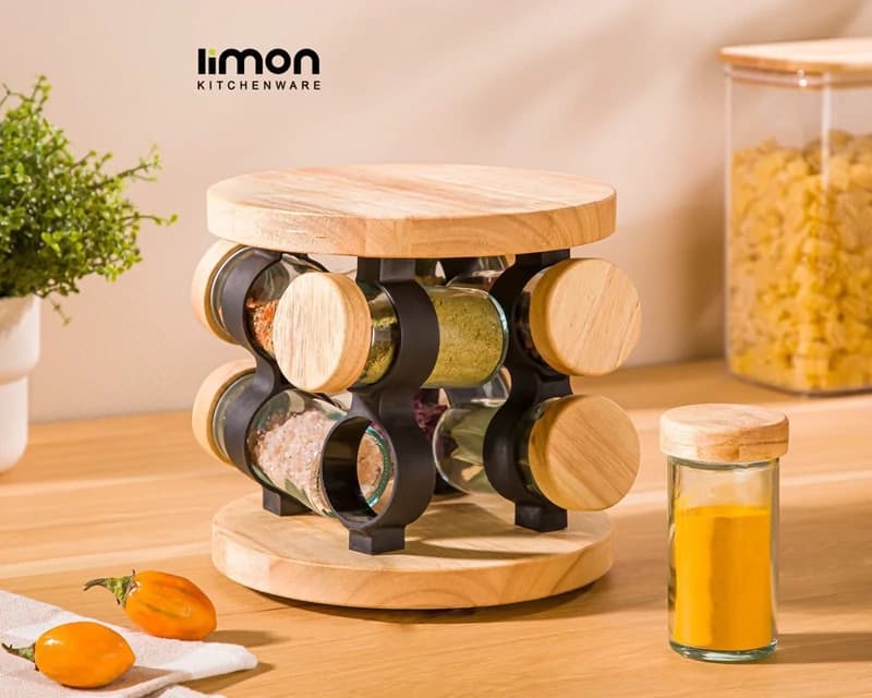 ست ادویه گردان 8 عددی چوبی لیمون کد 230559 — تصویر ۲