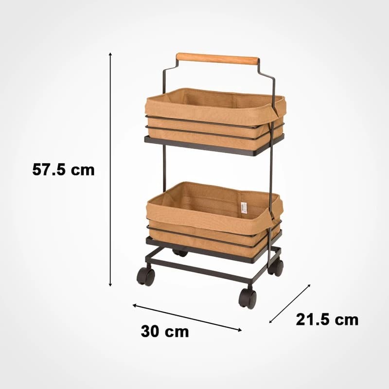 جا سیب زمینی و پیاز فلزی 2 طبقه دسته چوبی لیمون کد 232400 — تصویر ۳
