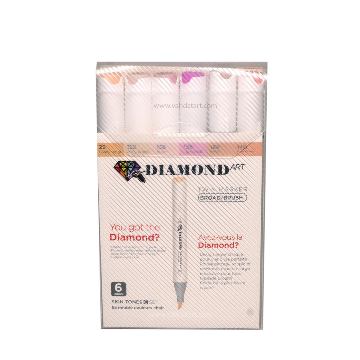 ماژیک راندو 6 رنگ طیف پوست سری C مدل DIAMOND