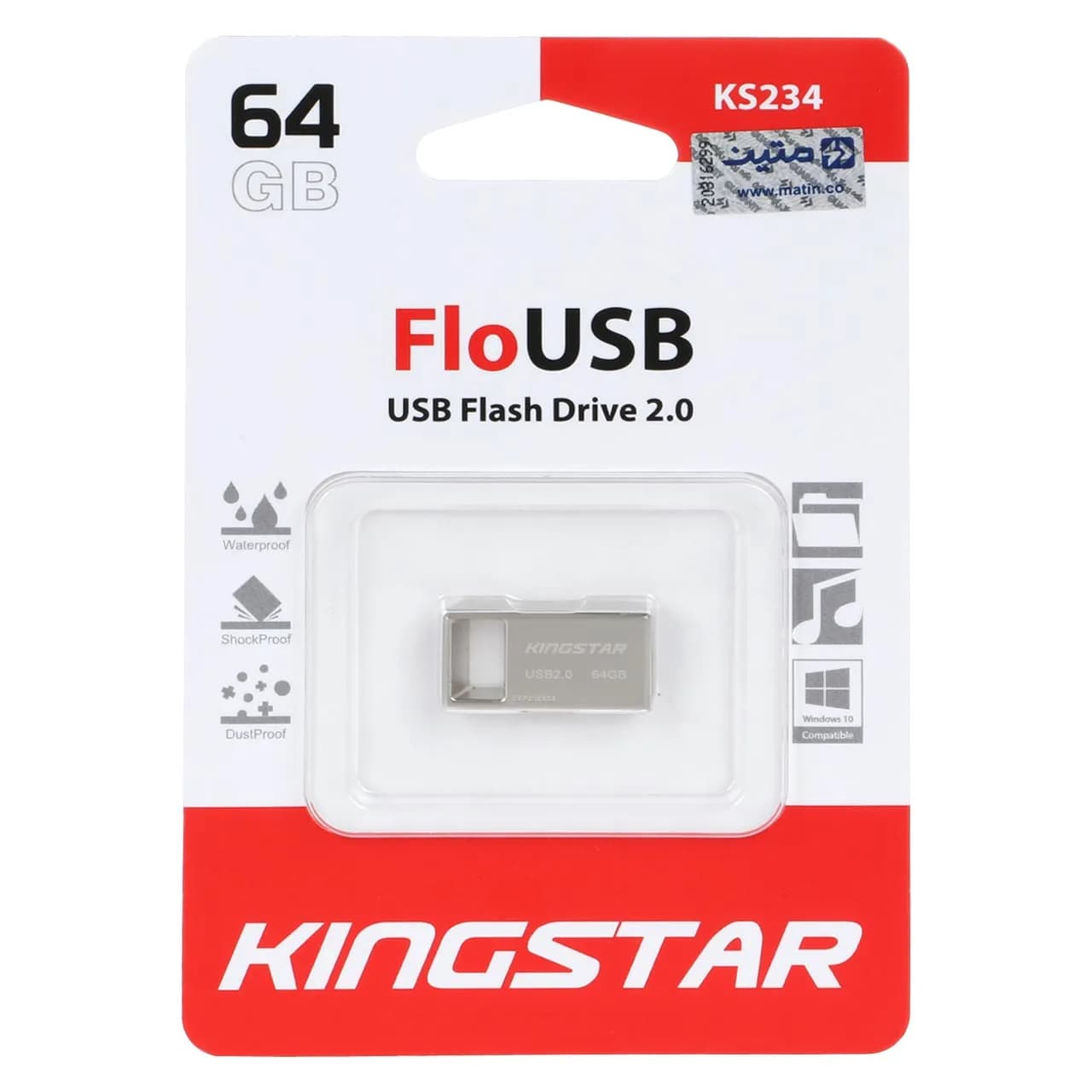 KingStar Flo KS234 USB2.0 Flash Memory-64GB نقره ای(گارانتی متین)