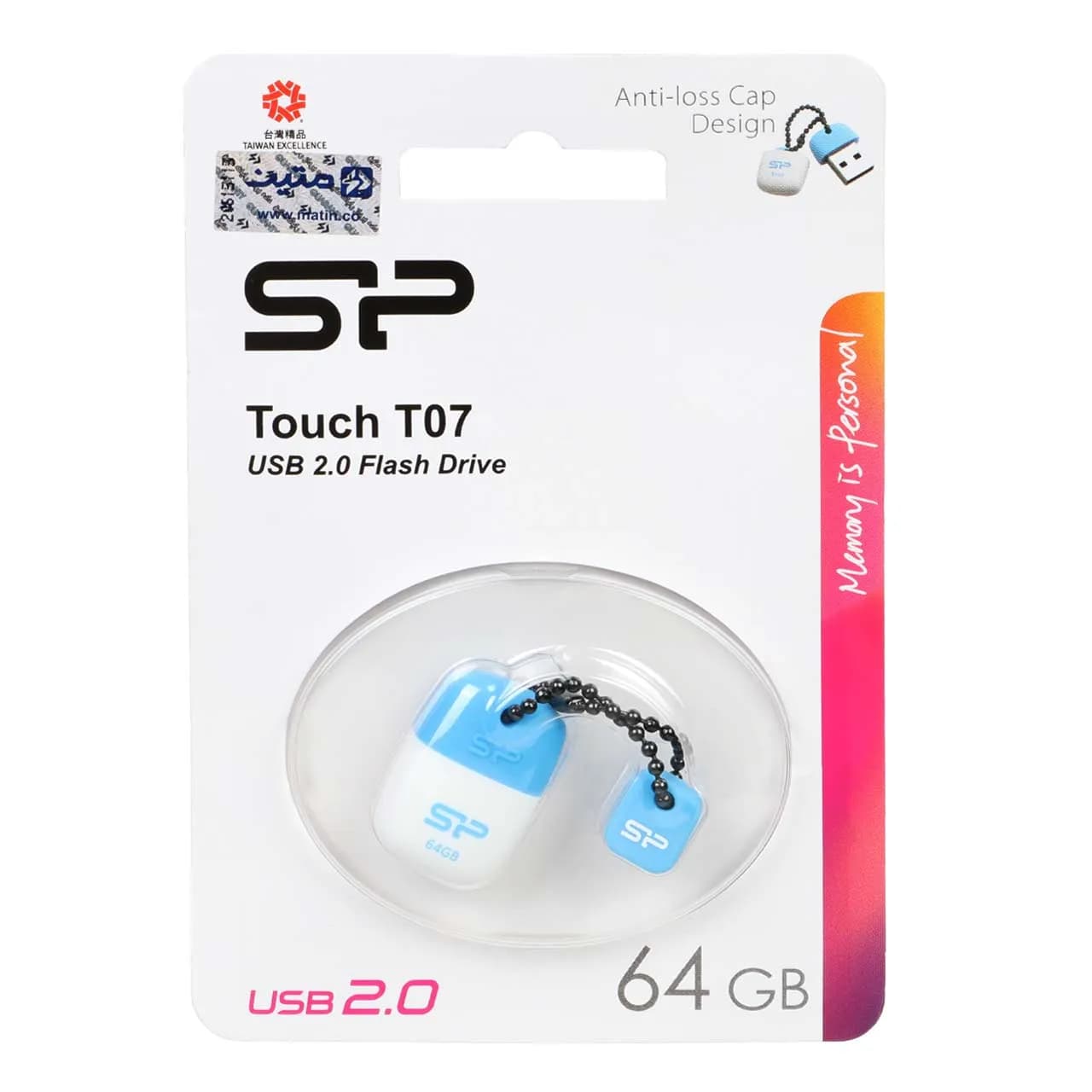 Silicon Power Touch T07 USB 2.0 Flash Memory – 64GB (گارانتی متین) آبی