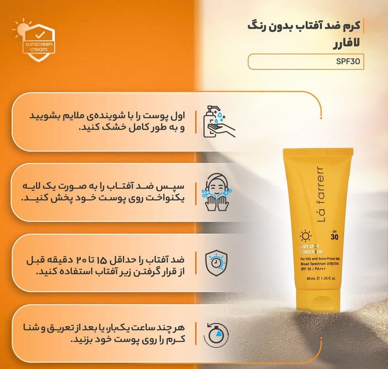 کرم ضدآفتاب و ضدلک بی‌رنگ لافارر مدل SPF30 — تصویر ۴