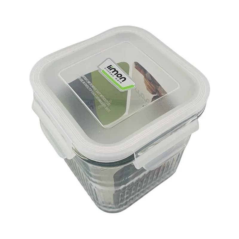 ظرف شیشه ای مربع دربدار 860 میلی لیتری لیمون کد 198435 — تصویر ۳