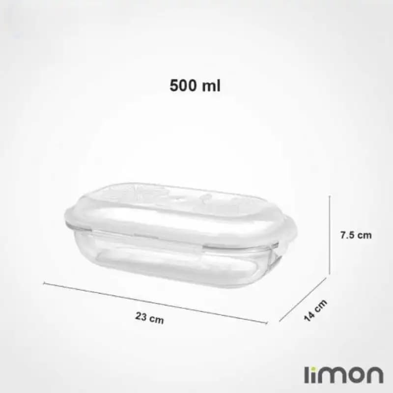 ظرف شیشه ای سرو بیضی دربدار 500 میلی لیتری لیمون کد 200535 — تصویر ۳